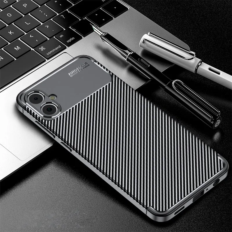 

Luxury Business Case For Samsung Galaxy A05 Cover For Samsung A05 A05S A04S A25 A54 A14 Coque Soft Carbon fiber Funda Galaxy A05