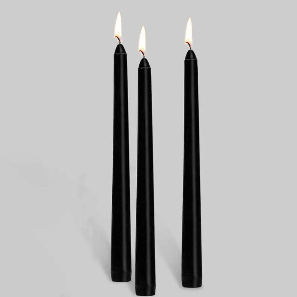 

6 Pcs Decorations Tall Candles Pillar Black Bulk Unscented Tapered Paraffin