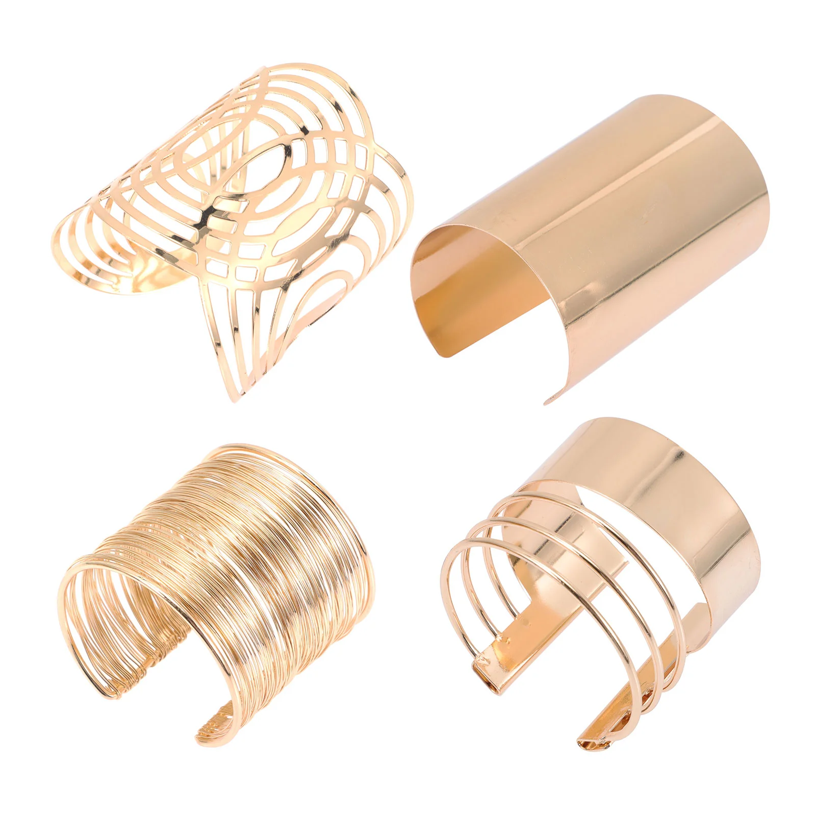 

4 Pcs Open Wrist Bracelet Cuff Bangle Beachy Jewelry Women Bracelets Ladies Wide Adjustable