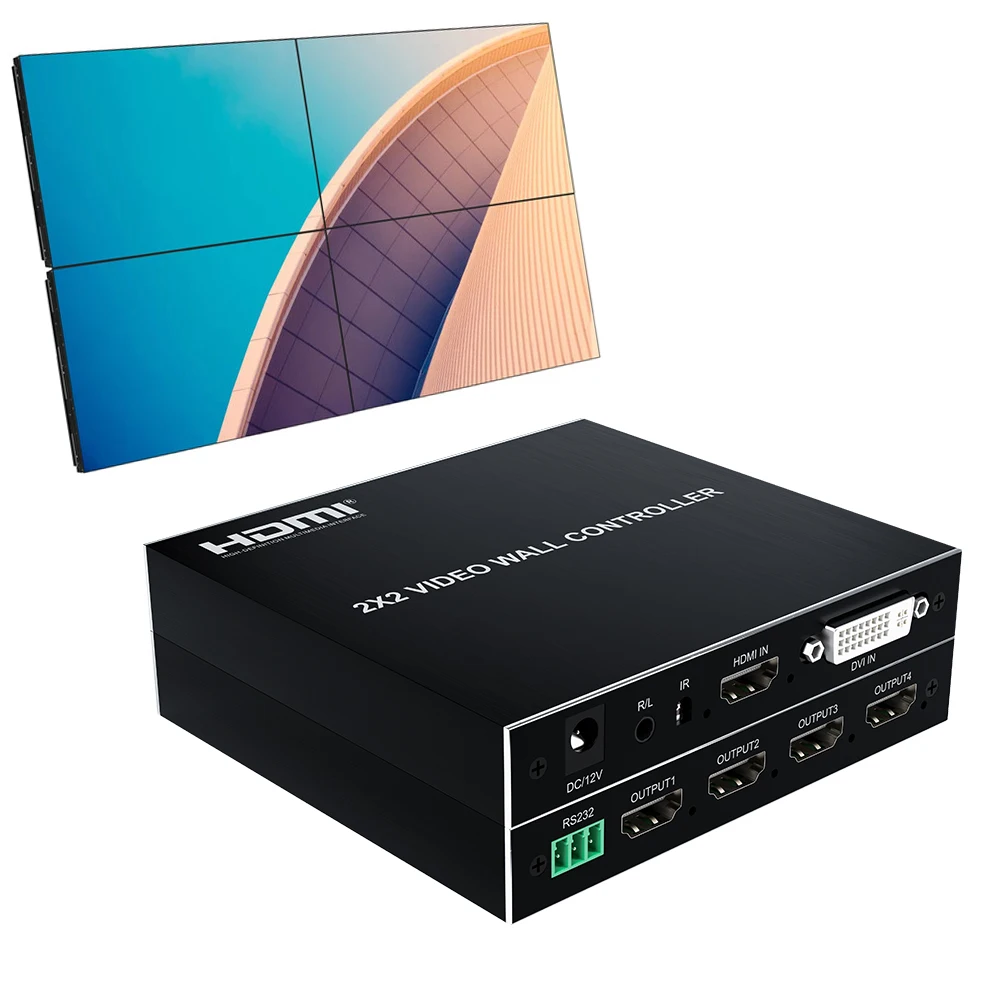 

Настенный видеоконтроллер DVI HDMI устройство для сращивания видео 2X2 HDMI видеонастенный процессор контроллер HDMI разделитель экрана 1080P @ 60 Гц