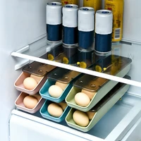 automatic slide eggs storage box plastic eggs holder basket container dispenser organizer closet for fridge kitchen