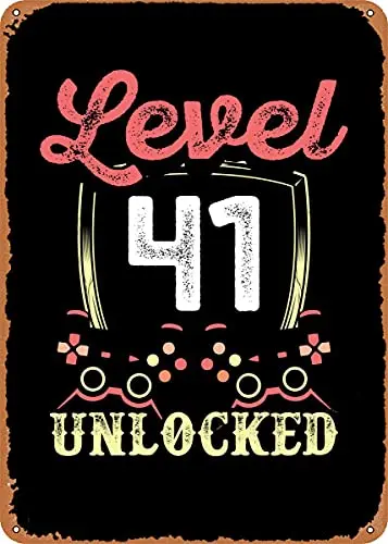 

Level 41 Unlocked Vintage Look Metal Sign Patent Art Prints Retro Gift 8x12 Inch