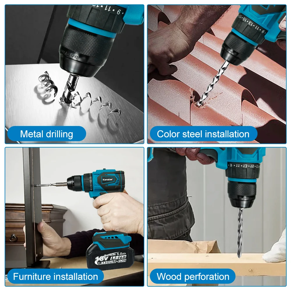 Бесщеточная электрическая Ударная дрель Kamolee 10 мм аккумуляторная отвертка
