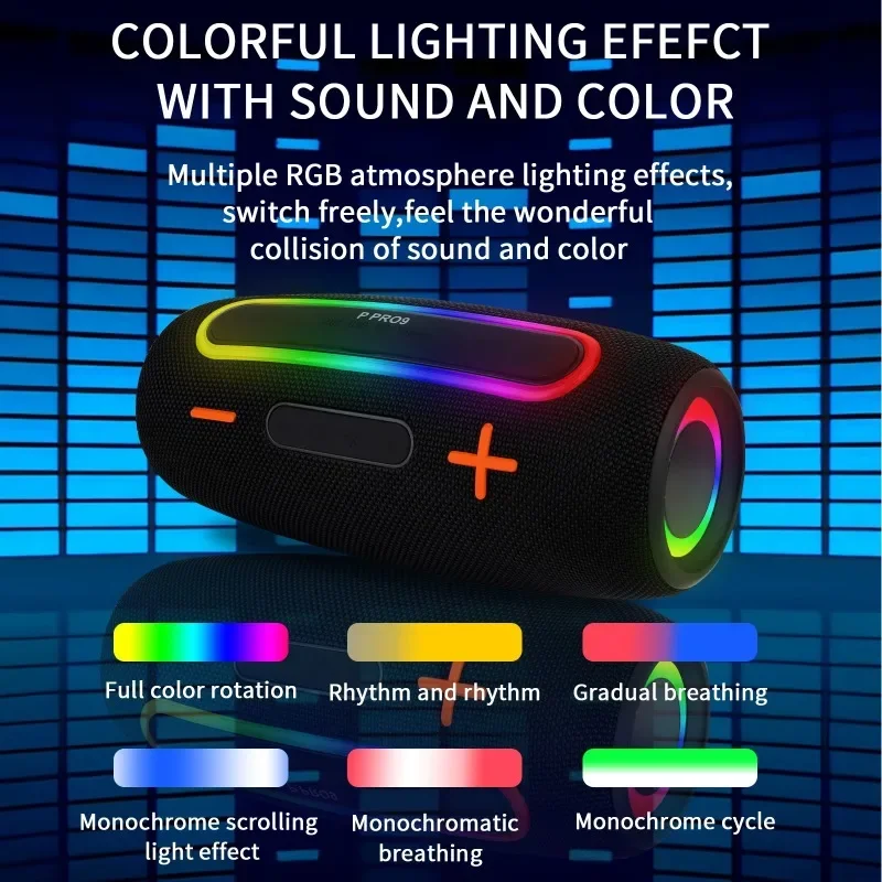 Bluetooth-динамик PPRO9 водонепроницаемый с RGB-подсветкой