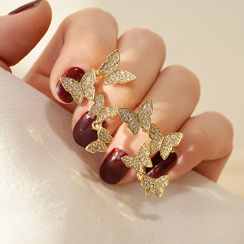 

Trendy Fine Shiny Butterfly Tassel Earrings for Women Designer Creativity Luxury Jewelry High Quality AAA Zircon S925 Needle