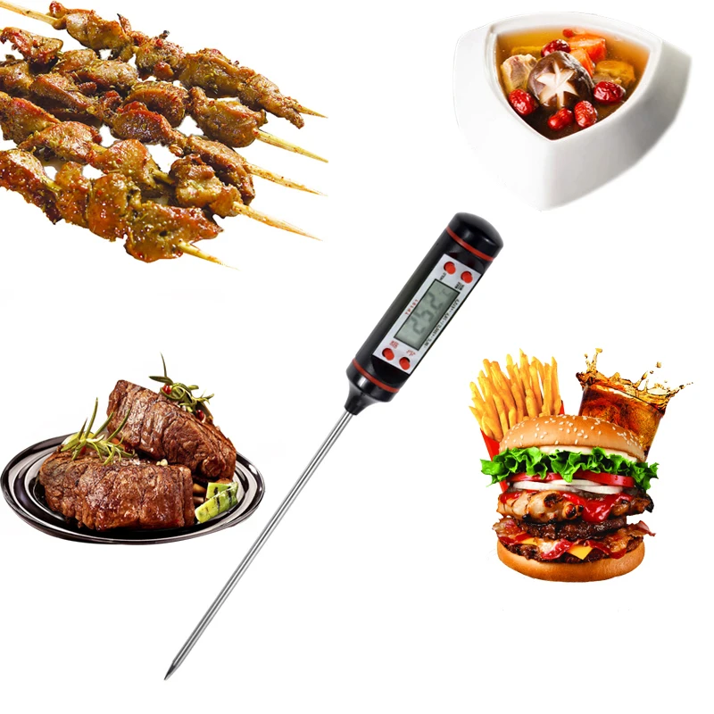 Анпро Кухонный цифровой термометр для пищи на гриле, мяса, пирогов, конфет, жарки, приготовления пищи в домашних условиях с батареей в комплекте.