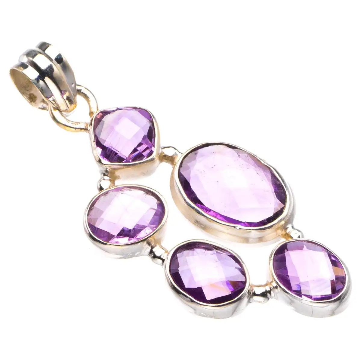 StarGems Аметист ручной работы 925 пробы серебряная подвеска 1 75 дюйма D2806