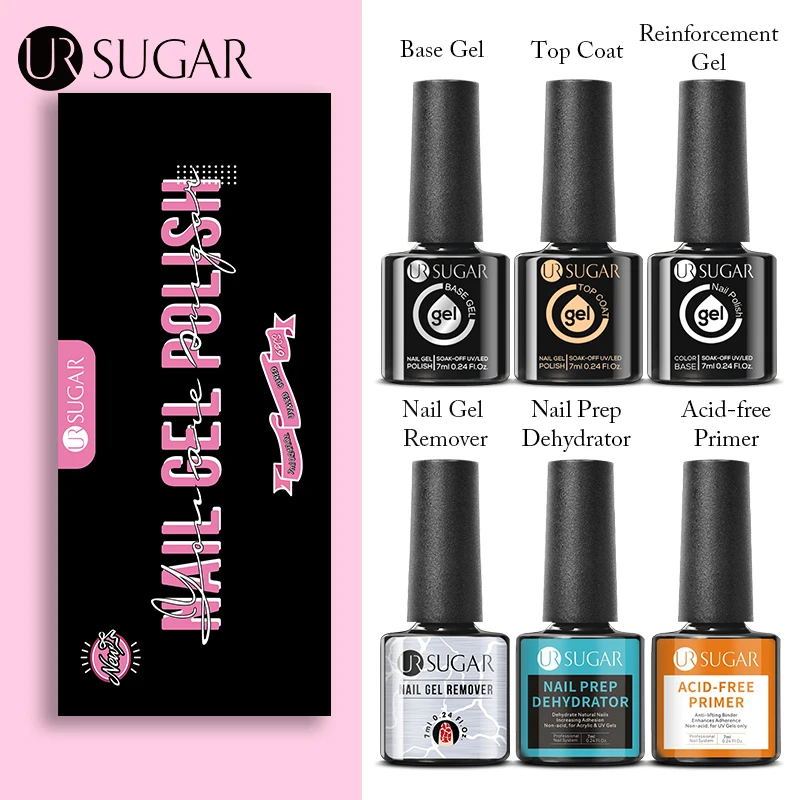 UR SUGAR 6 шт./компл. праймер верхнее покрытие полуперманентный гель-лак для ногтей Nail