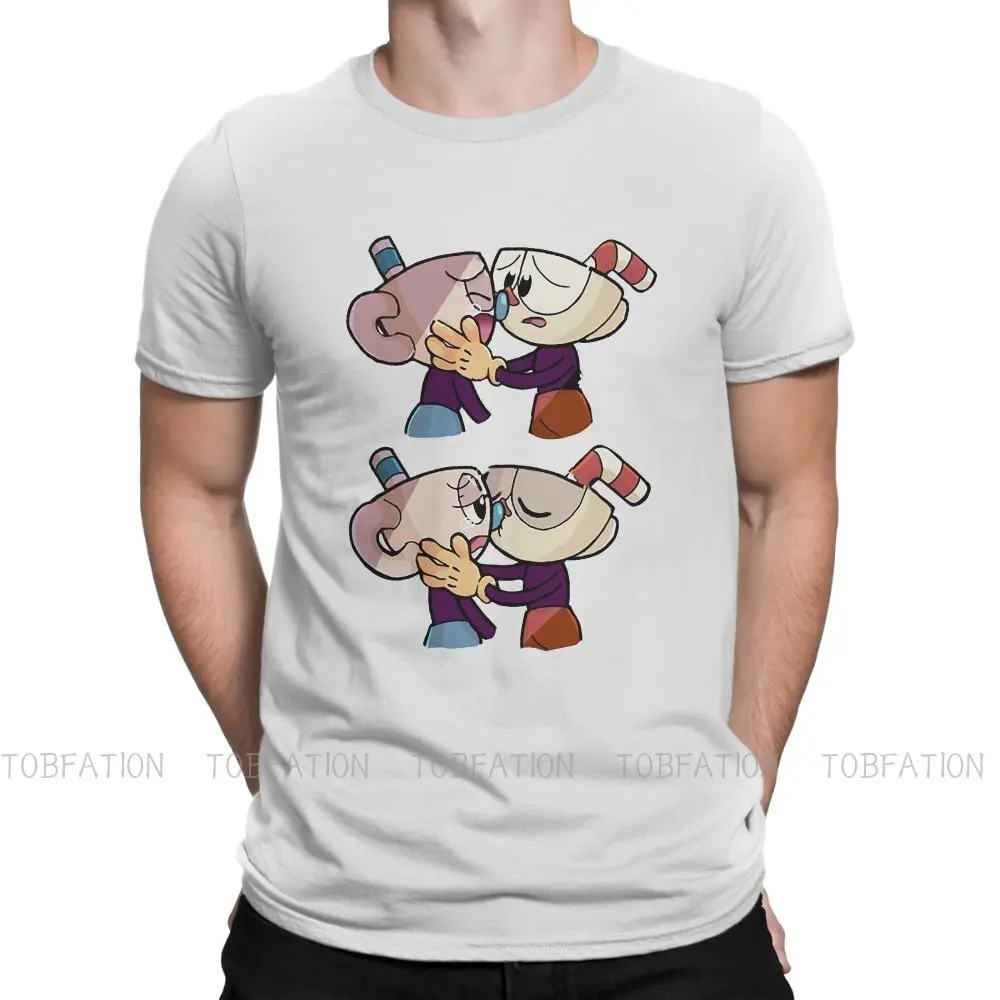 

And Mugman Kiss Hip Hop TShirt Cuphead Boss Battle Adventure Game Printing Tops Leisure T Shirt Men Tee Unique Gift Clothes