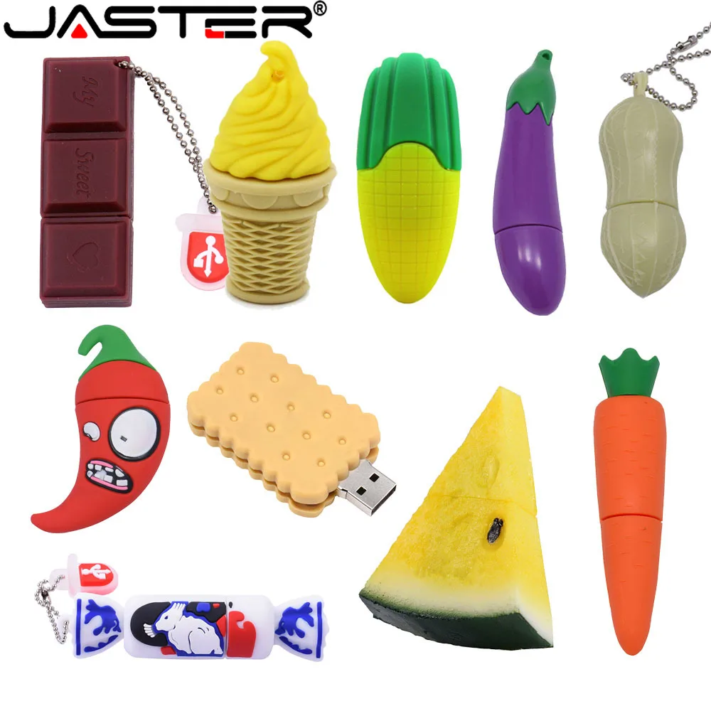 

JASTER Vegetable Fruit USB 2.0 Flash Drive 64GB 32GB Pen Drive 16GB Chocolate Pepper Ice Memory Stick Carrot wedding gift U disk