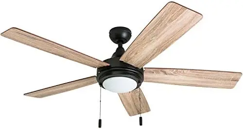 

Fan with LED Light 52 Inch Modern Farmhouse Indoor LED with Light, Pull Chain, Three Mounting Options, Dual Finish Blades, Reve