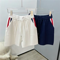 tb pocket contrast color knitted shorts womens four bar sports sweatpants thin loose white trousers 21 summer tide