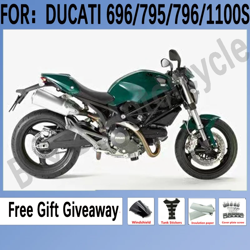 

Комплект обтекателей для мотоцикла Ducati, Обтекатели для литья под давлением Monster 696, комплект обтекателей monster 796 monster1100, зеленый комплект