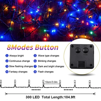 12/22/32M Solar String Light 8 Mode Light Control IP65 Waterproof Led Fairy Light Xmas Party Decoration For Indoor And Outdoor 5