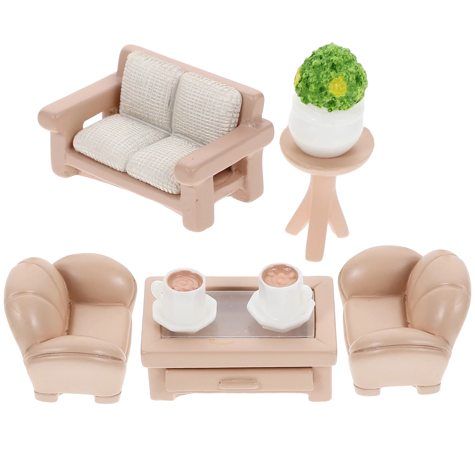 

House Mini Furniture Bedside Table Sofa Kit Resin Potted Tea Individual Model