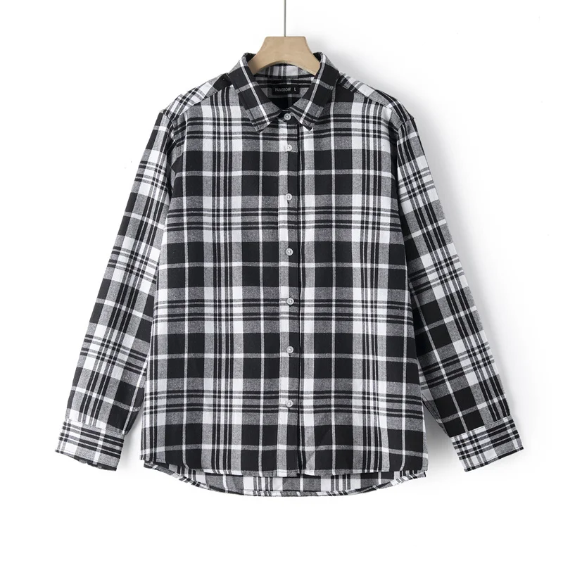 

Spring Autumn Tops Button Up Shirt Women Plaid Shirts Regular Fit Blouses Casual Flannel Female Top Long Sleeve Blusas Candy