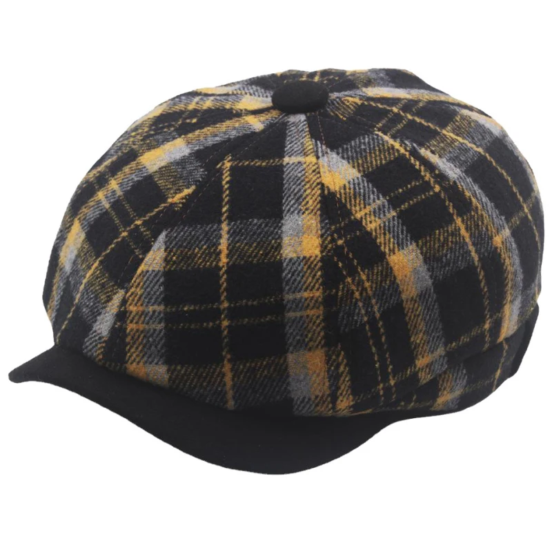 

Berets Autumn Winter Hats for Men Women Vintage Plaid Octagonal Newsboy Cap Retro Artist Painter Wool Beret Hat Beret Cap