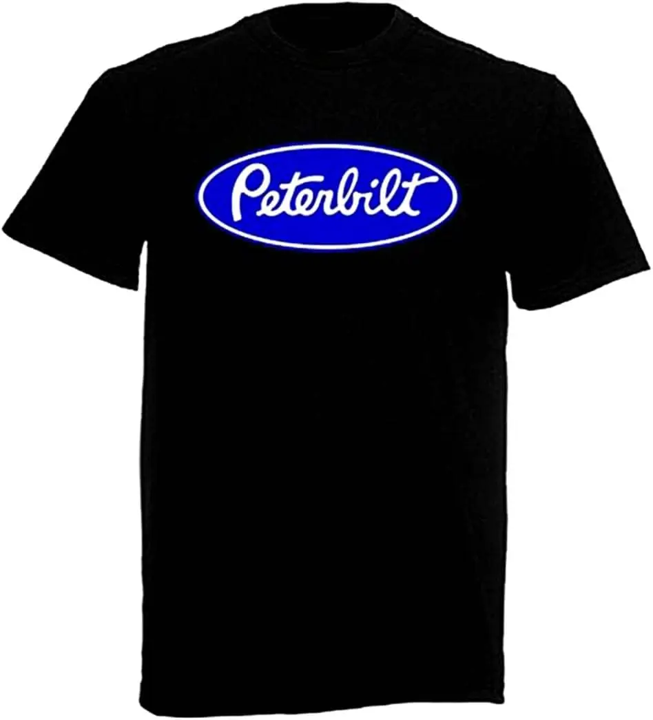 Синяя футболка GERRIT Peterbilt Trucks черная повседневная мужская с круглым вырезом и