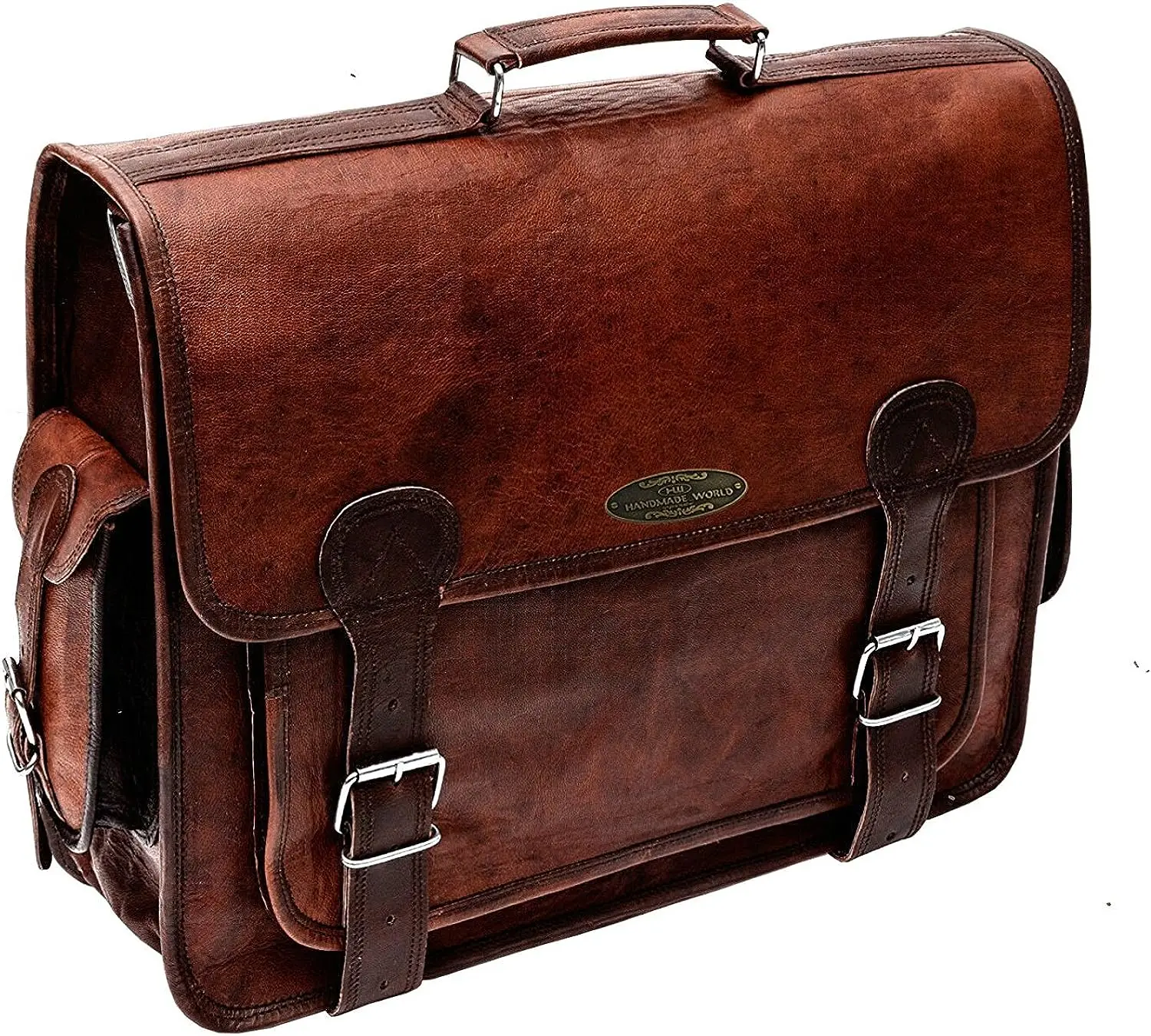 

Сумка-мессенджер коричневая кожаная для мужчин и женщин, большой портфель через плечо для ноутбука 18 дюймов, лучший винтажный Лоо