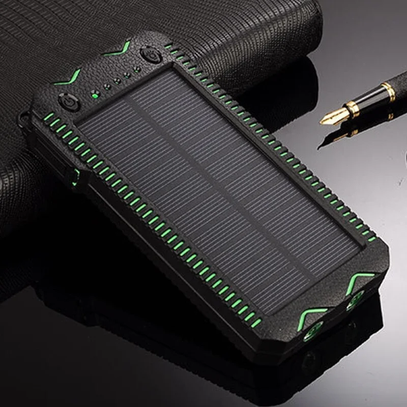 20000mah solar power bank high capacity phone charging power bank with cigarette lighter double usb outdoor emergency charger free global shipping