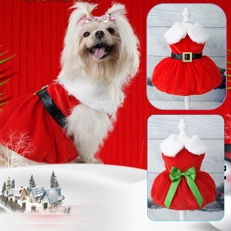 

Christmas Pet Dog Clothes Dress For Small Dogs Cosplay Cat Pet Dress Winter Princess Puppy Skirt Luxury Dog Cat Clothes Pet Item
