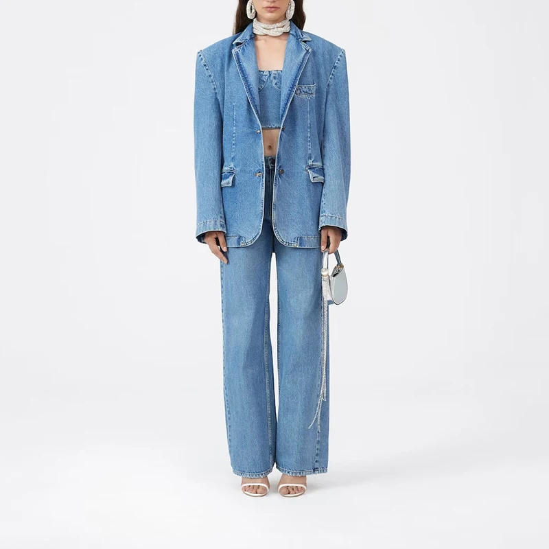 

Свободная Повседневная джинсовая куртка, модная женская куртка с трехмерными цветами и длинными рукавами, Новинка осени 2023