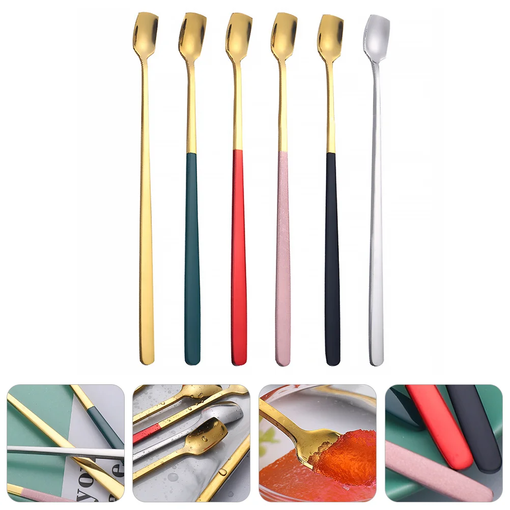 

6pcs Metal Coffee Spoon Metal Tasting Spoons Stirring Spoons Mixing Spoon Dinner Spoon Hot Chocolate Stirring Spoons