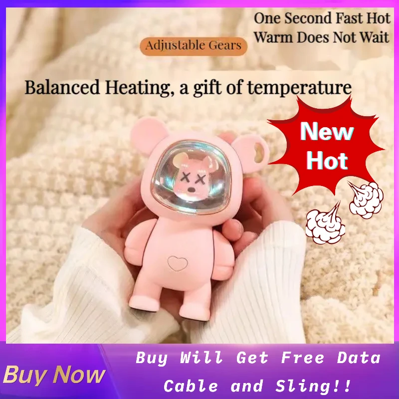 

2023 New Winter Electric Hands Heater Space Bear Shaped 2 in 1 Hand Warmer 2 Gears Adjustable Power Bank Rechargeable Heater