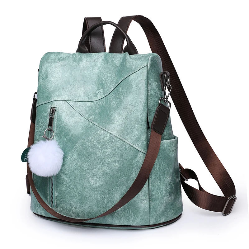 

Водонепроницаемый Повседневный женский рюкзак, легкий школьный ранец с защитой от кражи и помпоном, сумка на плечо для девочек-подростков