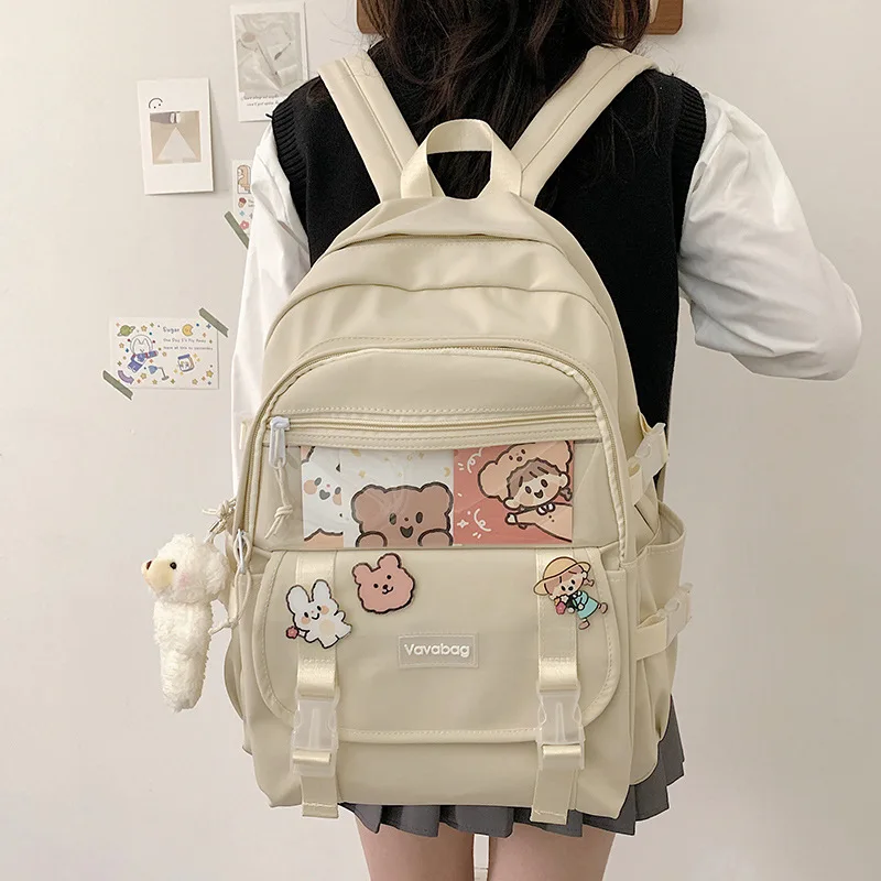 

Kawaii Backpack Waterproof Women Backpack for Teenager Girls Female School Bag Nylon Black Cute Students Bookbag Mochilas Bolsas