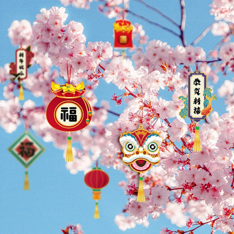 

2022 Tiger 24 Pcs Chinese New Year Decorations Lunar New Year Window Decore Red Envelope Chinese Knot Hanging Ornaments