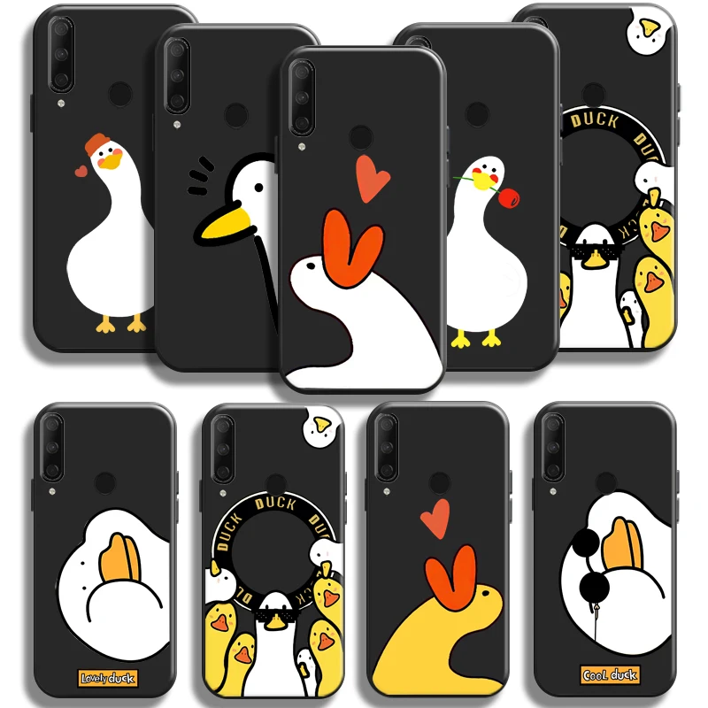 

Cartoon Cute Call Duck For Huawei Honor 10X 9X 8X Pro Lite Phone Case Funda Soft Black Silicone Cover TPU Coque Carcasa