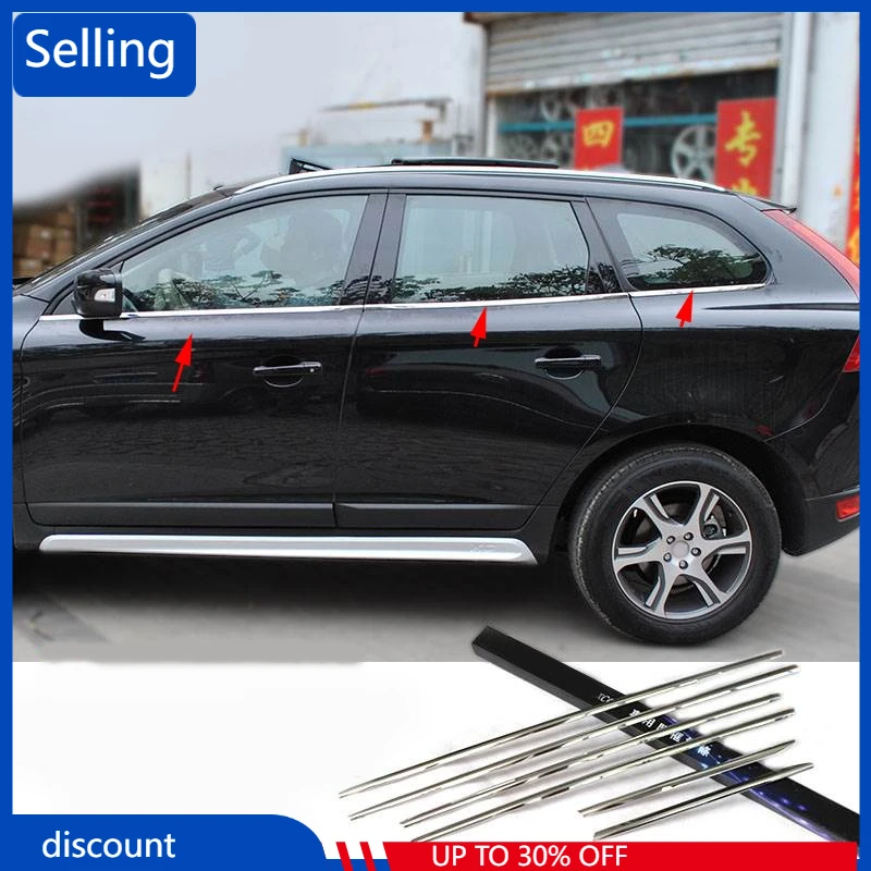 

For Volvo XC60 XC 60 2009-2016 Stainless Steel Door Bottom Window Frame Body Molding Strip Cover Trims Boot Protector 6PCS fast