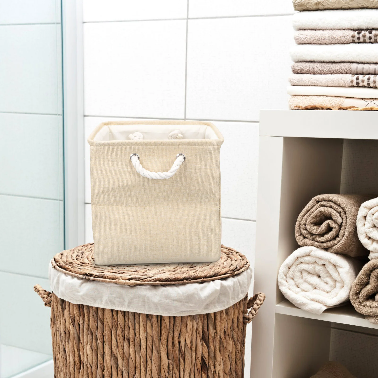 

Laundry Basket Storage Hamper Foldable Clothes Baskets Fabric Bins Box Handles Bin Organizer Wheels Collapsible Bathroom Closet