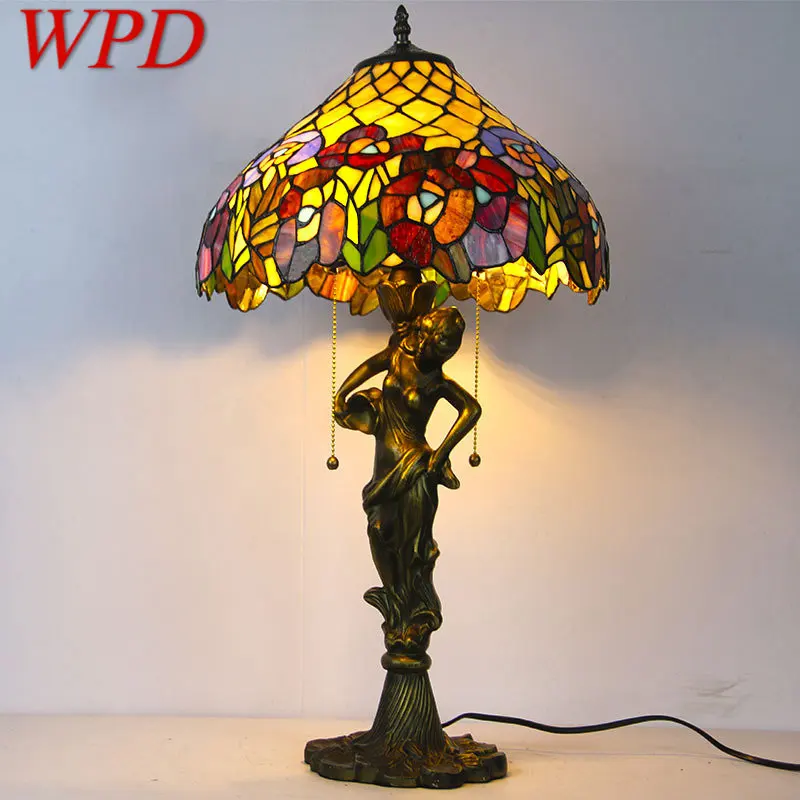 

WPD Tiffany Table Lamp LED Creative Exquisite Color Glass Desk Light Decor For Home Study Bedroom Hotel Bedside