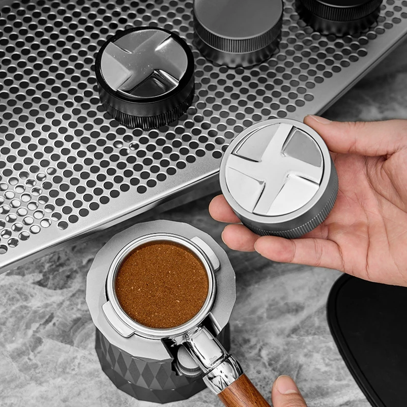 

Espresso 304 Stainless Steel 51mm/53mm/58mm Coffee Distributor Leveler Tool Macaron Coffee Tamper with Three Angled Slopes