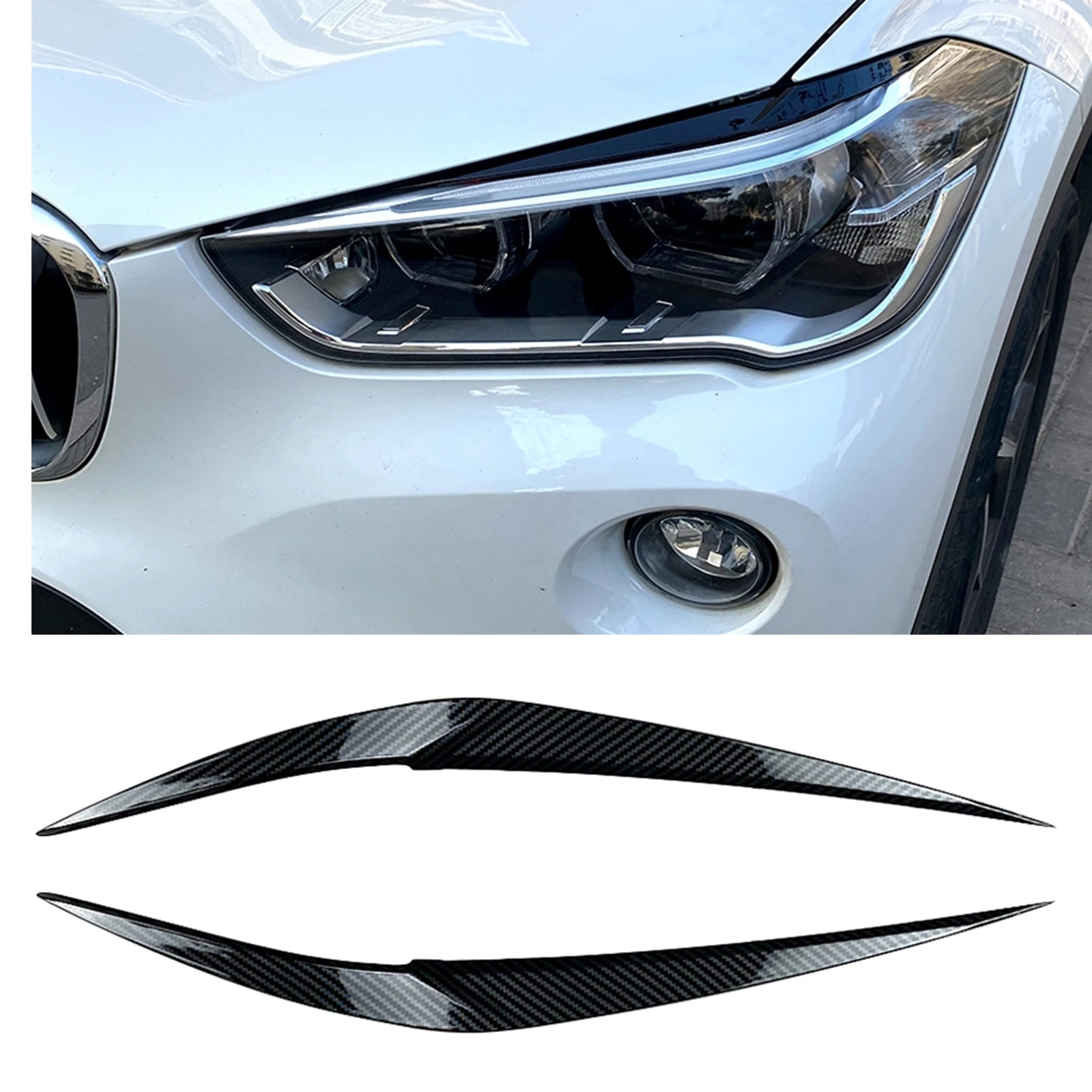 

Налобный фонарь для BMW X1 F48 2016-2020, налобный фонарь для глаз, отделка для бровей, автомобильный передний налобный фонарь из углеродного волокн...
