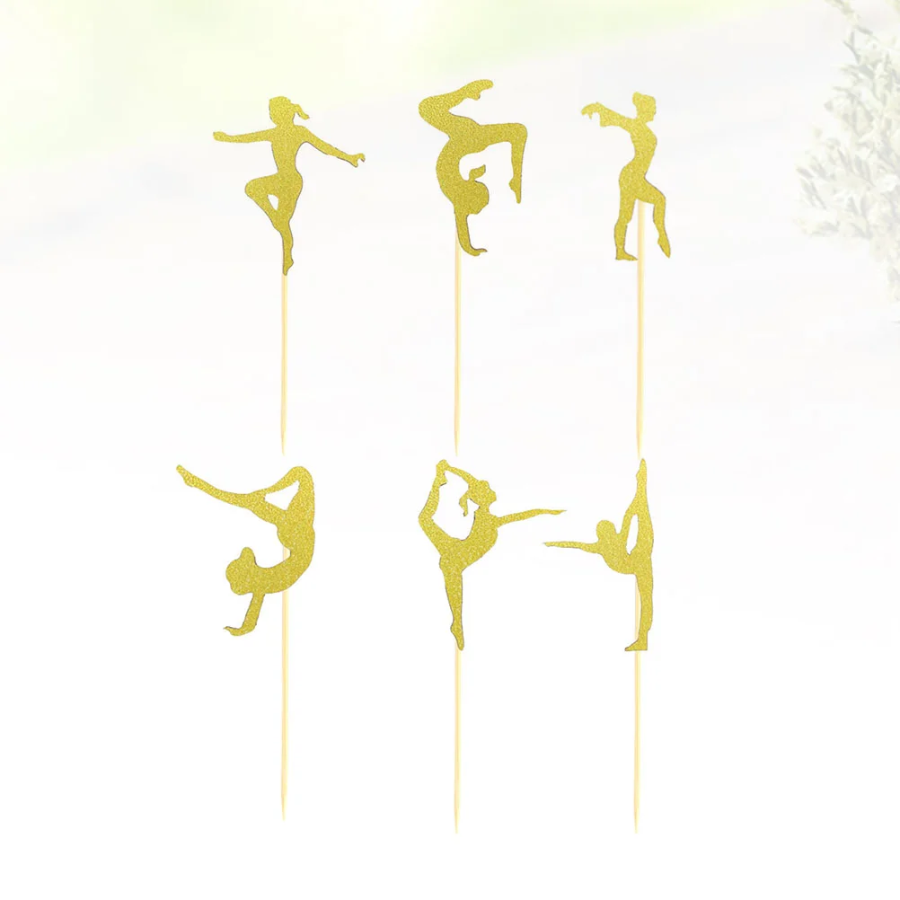 

Gymnast Girl Cake Decorations Happy Aerobics Party Cupcake Toppers