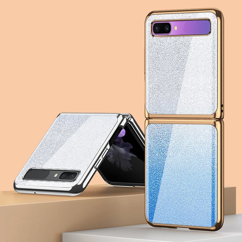 

Z Flip 4 Funda Case for Samsung Galaxy Z Flip 4 Z Flip 3 2 1 Tempered Glass Coque Gradient Glitter Protetion Phone Case Cover