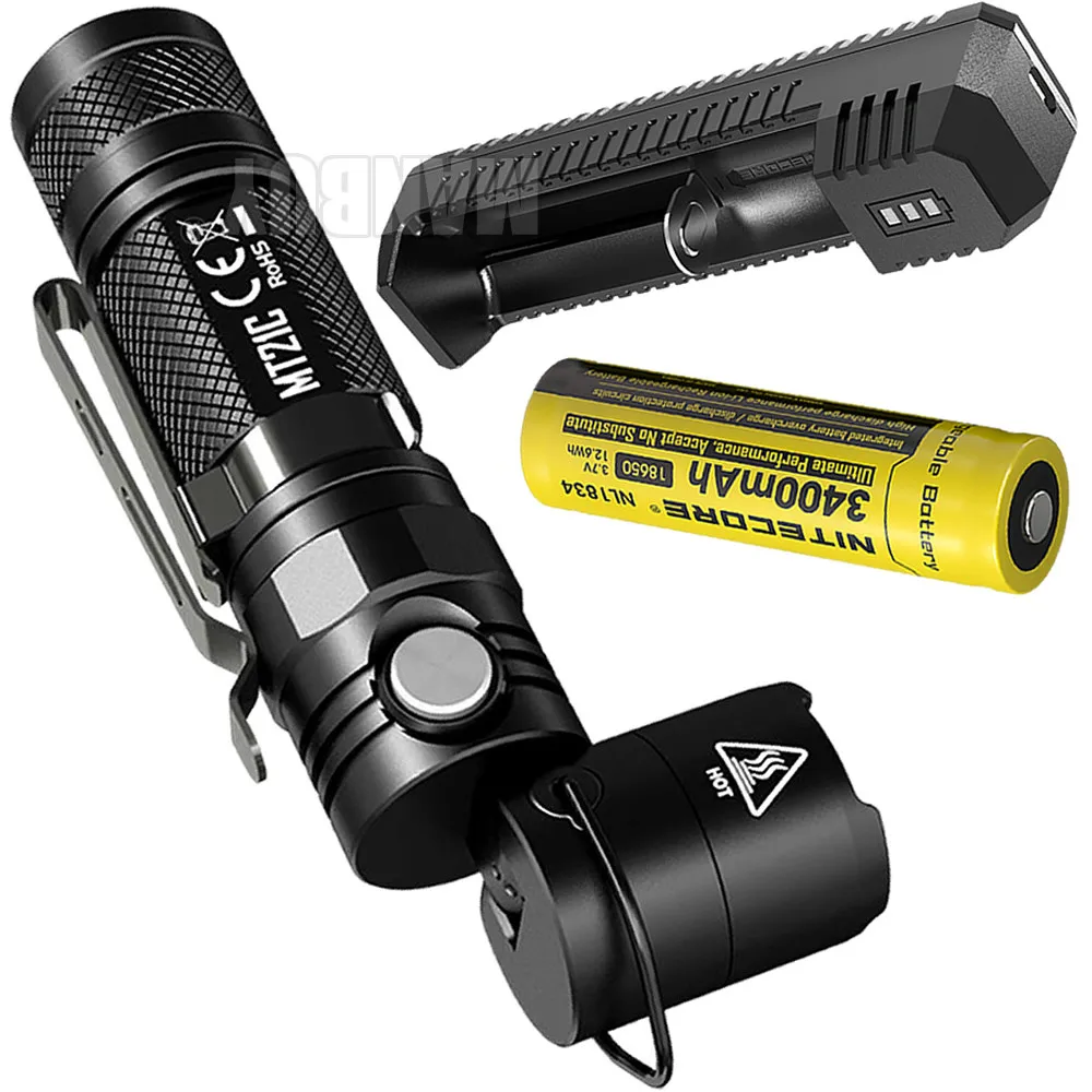 NITECORE MT21C + 18650 Rechargeable Battery+ ui1 Charger Multi-functional 1000LMs LED Flashlight Outdoor EDC Torch Free Shipping