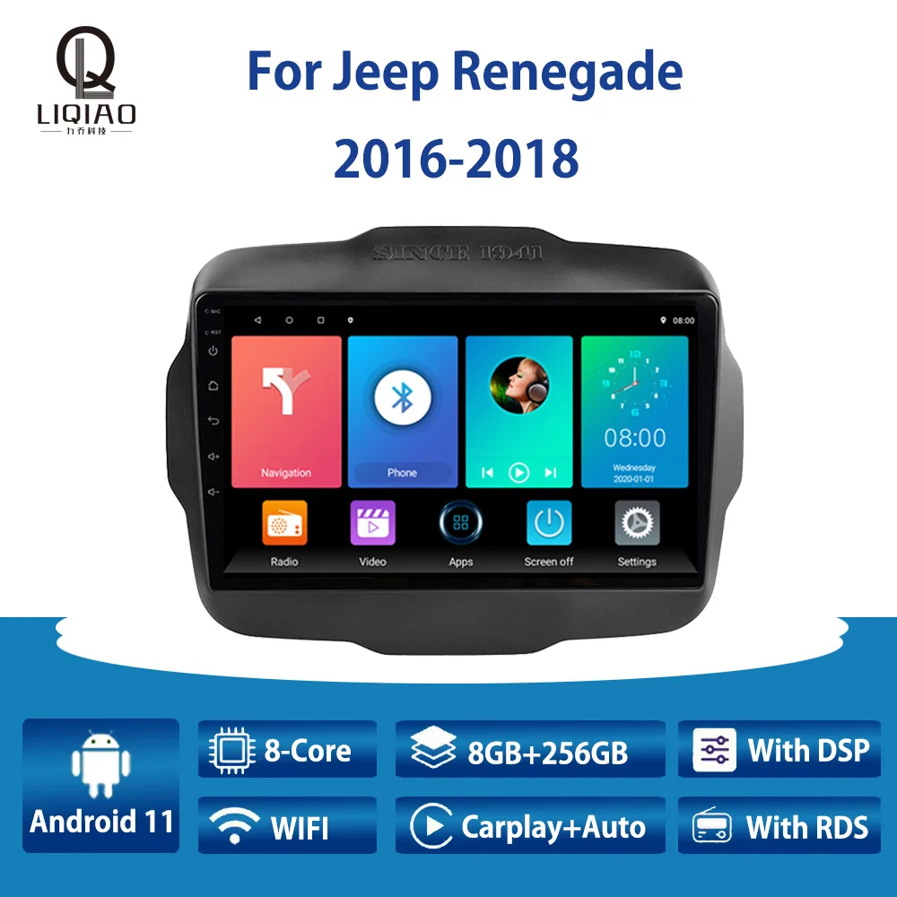 

Автомагнитола LIQIAO для Jeep Renegade, мультимедийный видеоплеер с GPS-навигацией и камерой заднего вида, Bluetooth, Wi-Fi, 2016-2018 гг.