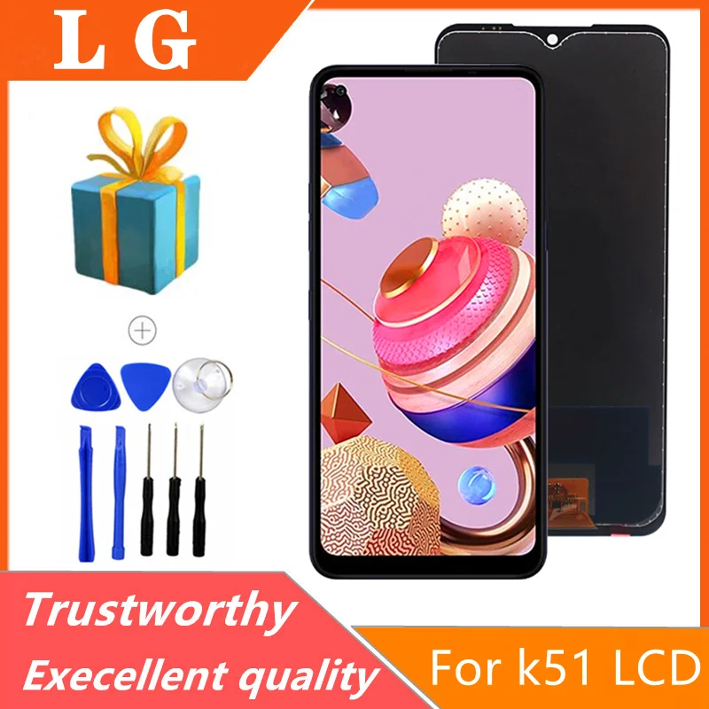 Для LG K51/Q51 K500 ЖК-дисплей с рамкой для LG K51 K500 K500UM кодирующий преобразователь сенсорного экрана в сборе