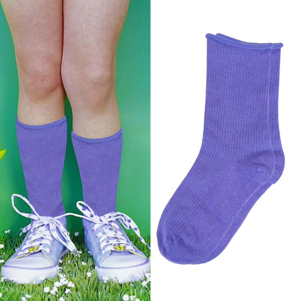 Женские волнистые носки-трубы Periwinkle из чистого хлопка тонкие однотонные носки с