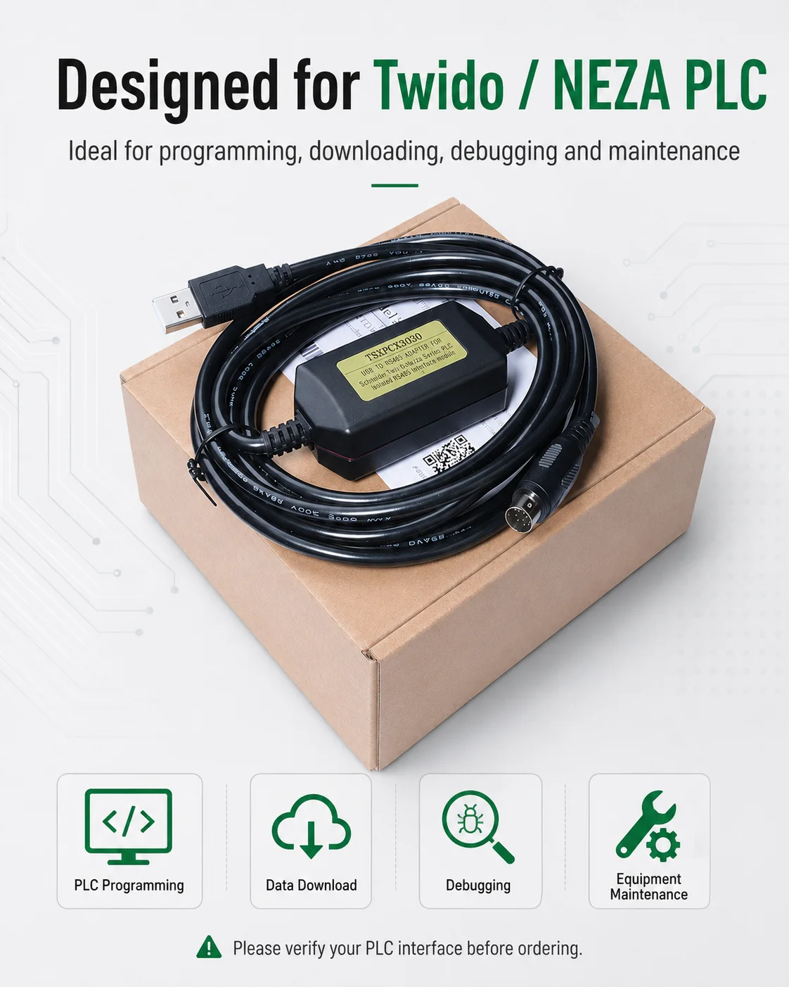 Кабель для программирования ПЛК TSXPCX3030 3M, USB-кабель для загрузки данных с 8-контактным разъемом для Schneider Twido NEZA, стабильная связь 5В (art.: 3920dc4e2da5c) - 3920dc4e2da5c
