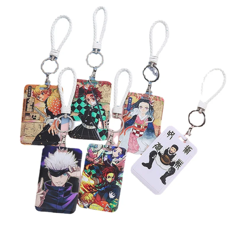 

Anime Demon Slayer Card Holder Kawaii Kamado Nezuko Kamado Tanjirou Push Pull Strap Lanyard Card Holder