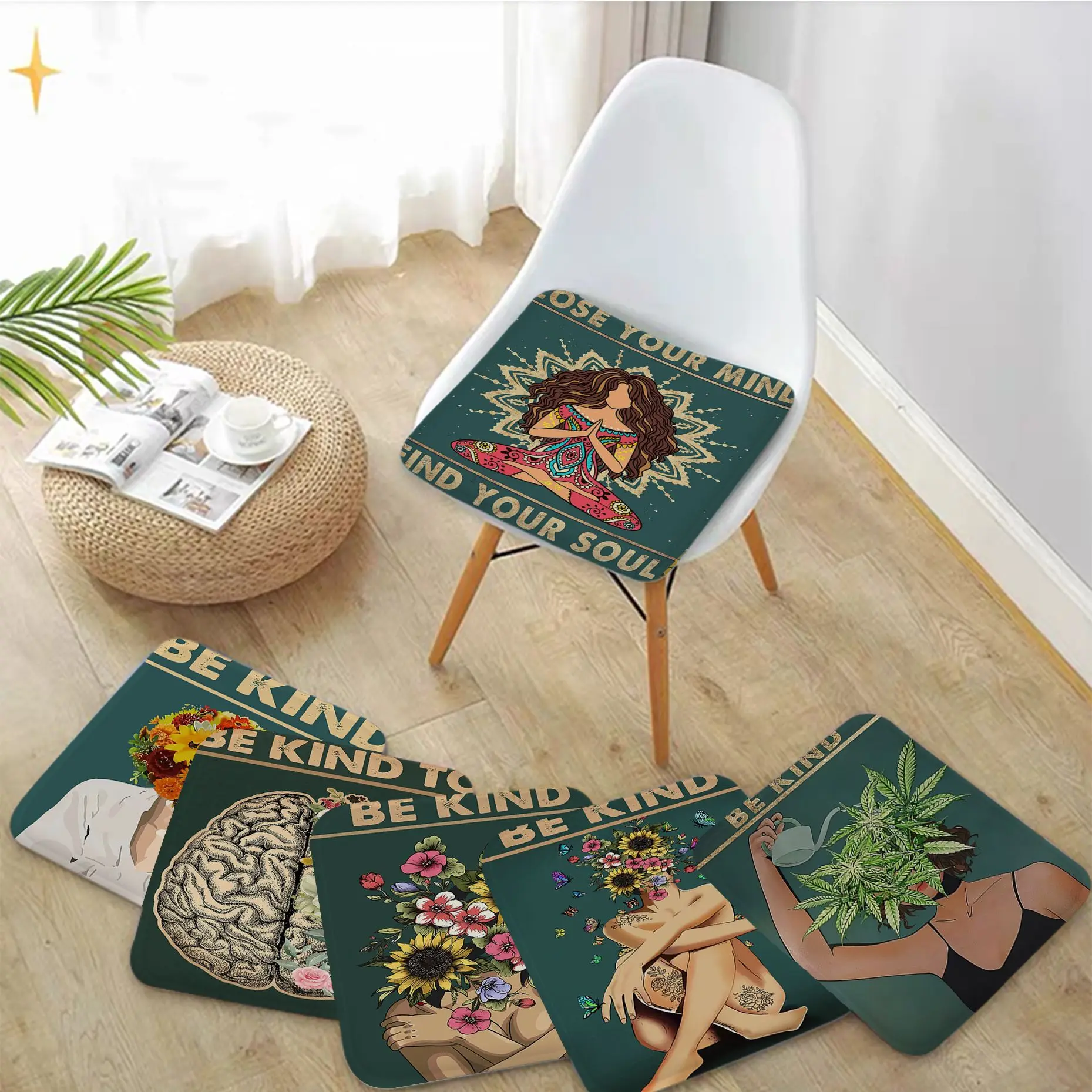 

Salud Mental Be Kind Lost Your Mind Art Chair Mat Soft Pad Seat Cushion For Dining Patio Home Office Indoor Outdoor Chair Mat