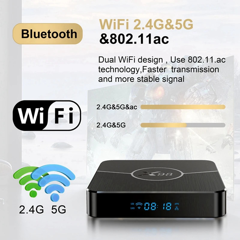 Smart X98 Plus TV BOX Android11 Amlogic S905W2 2 ГБ ОЗУ 16 Wi-Fi 4G 5G 4K AV1 Медиаплеер для Google Youtube