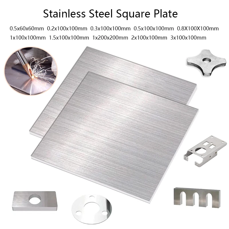 

100x100 Brushed Plate Steel Stainless 200x200 1pcs Metal Square Polished Sheet 0.2/0.3/0.5/0.8-3mm Plate Flat Thickness 150x150