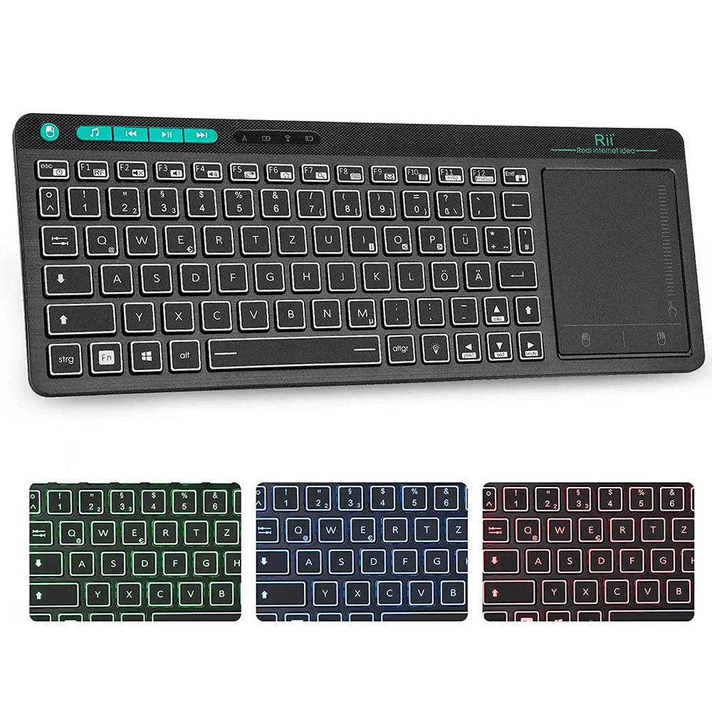 

Rii RT518plus Mini Wireless Keyboard with Touchpad US/RU/FR/HE/ES Keyboard Version for PC Smart IPTV Android TV Box