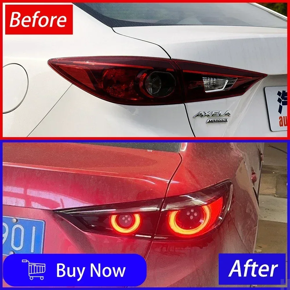 Фото Для Mazda 3 Axela 2014-2018 автоматические задние фонари в сборе, обновление 2020, Стайлинг, светодиодный динамический поворот, автомобильные задние фонари, аксессуары №4